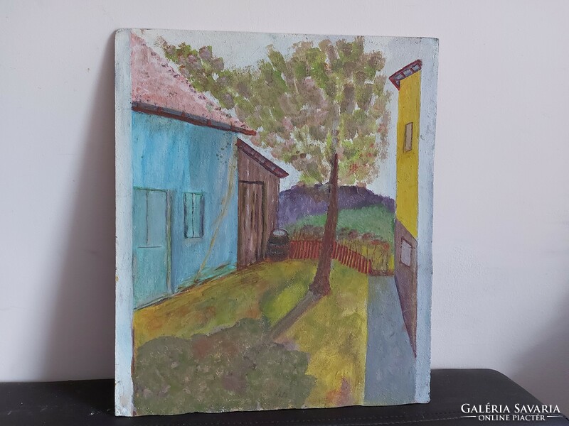 Unsigned painting - the artist is on a certain canvas ... Maybe - courtyard with wood ii. - 466