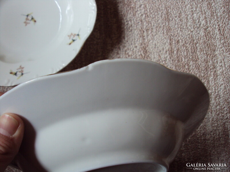 Zsolnay porcelain flower pattern soup plate deep plate 2 pcs