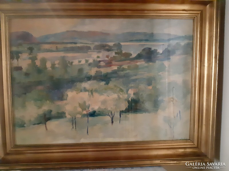 György Jets - Danube landscape (oil)