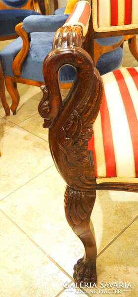 Armchair with carved swan motif