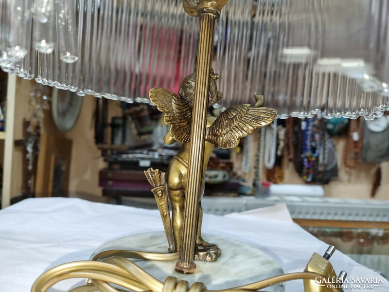 Old restored angel glass table lamp with wand