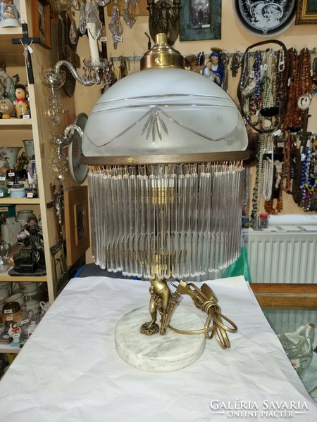 Old restored angel glass table lamp with wand