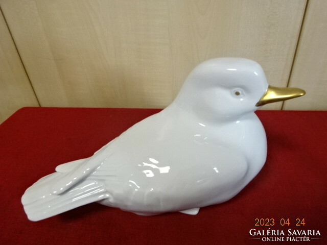 Hollóházi porcelán figura, arany csőrű kacsa, hossza 23 cm. Jókai.