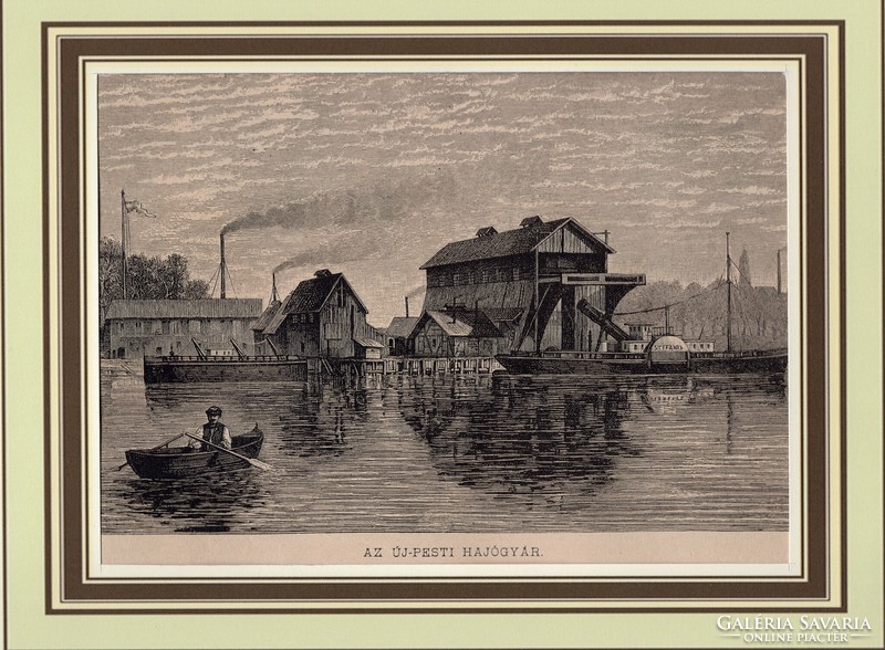 The shipyard in Új-Pest with the steamship Stefania