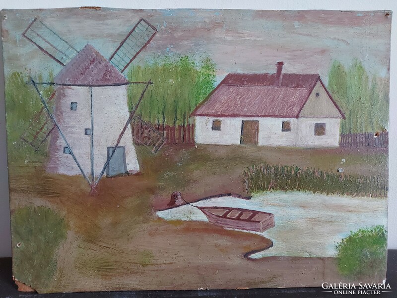 Szignálatlan szélmalom festmény - Az alkotó egy bizonyos Kálmán ... lehet tanya szélmalommal - 463
