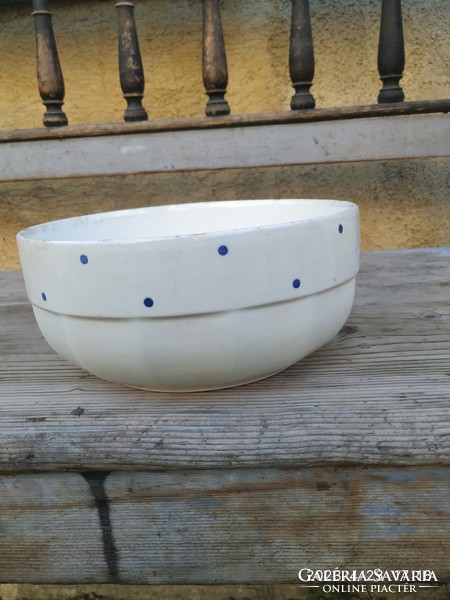 Granite blue polka dot ceramic bowl for sale!