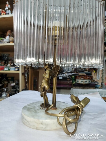 Old restored angel glass table lamp with wand