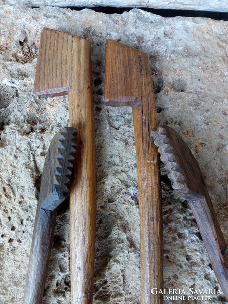 Old wooden tools for textile processing