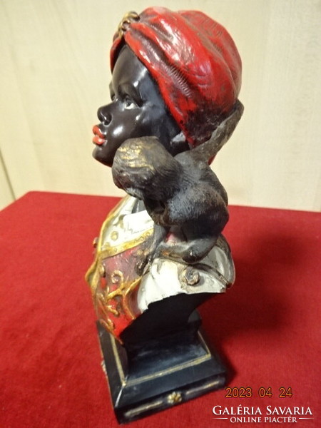 African female bust with a monkey on her shoulder, height 21 cm. Jokai.