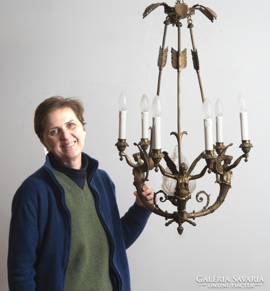 Empire style chandelier with the figure of a Nike goddess