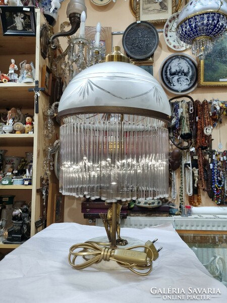 Old restored angel glass table lamp with wand