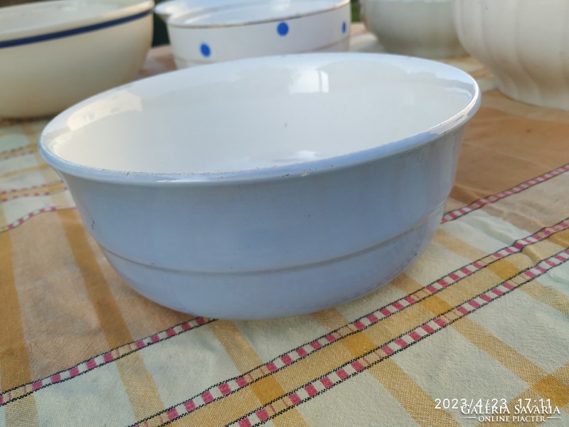 Retro Kispest granite ceramic blue bowl for sale! Blue granite bowl