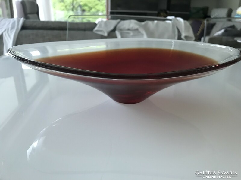 Scandinavian glass bowl, flygfors glass, 27.5 x 18 cm