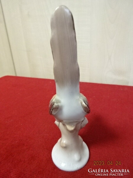 Drasche porcelán figura, kézzel festett madár a faágon, magassága 14 cm.  Jókai.