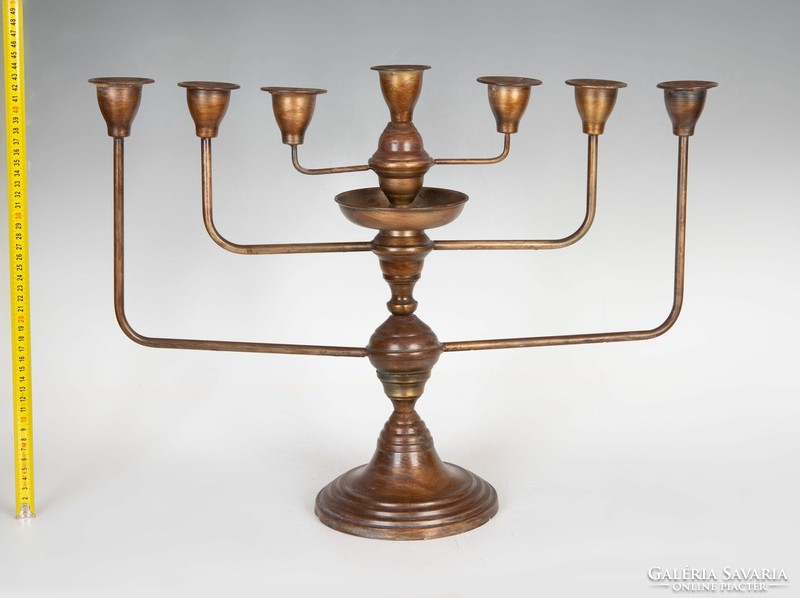 Large copper seven-branch candle holder / menorah