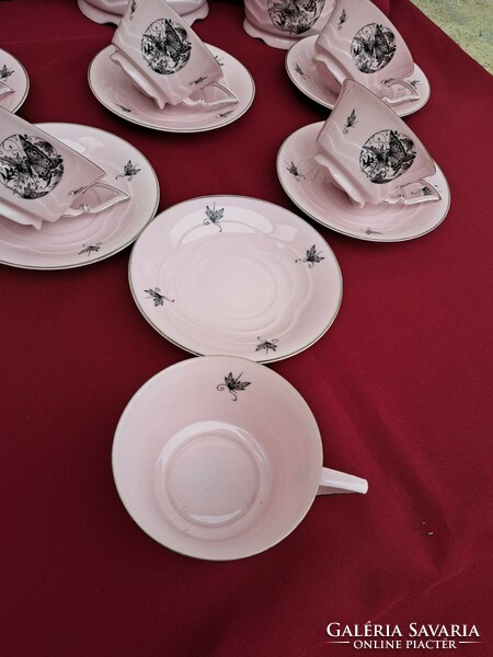 Beautiful pink butterfly pattern tea set cup epiag czechoslovakia plate teapot cream