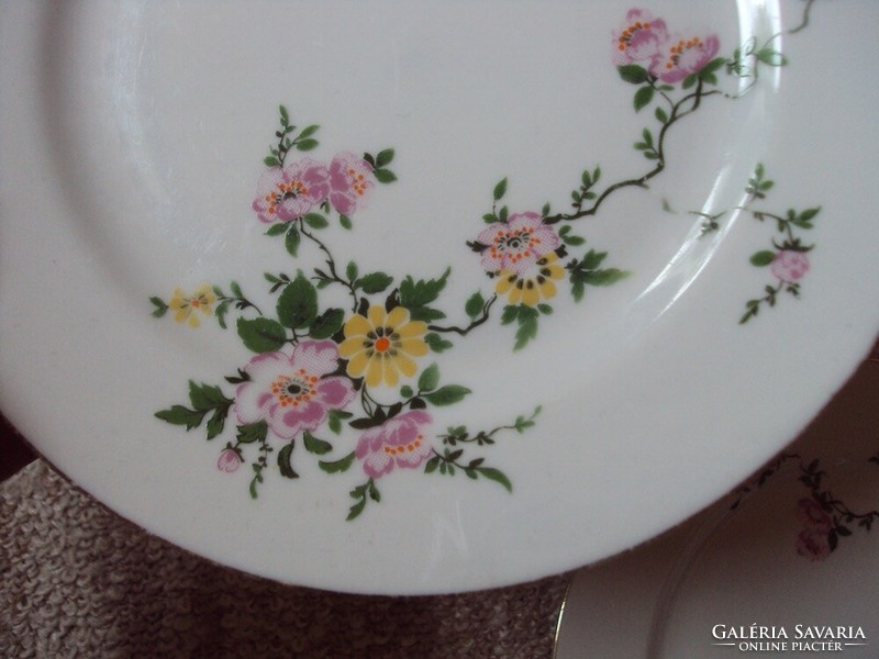 Retro old porcelain small plate, cake plate with flower pattern GDR East German 4 pcs