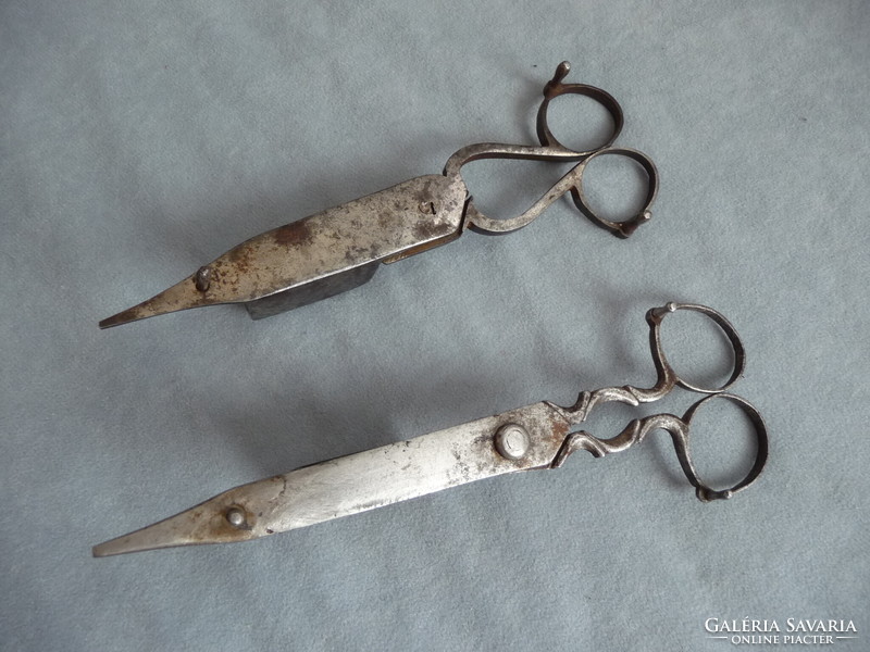 2 pcs antique 19th century candle knocker scissors wick cutter candle knocker wrought iron
