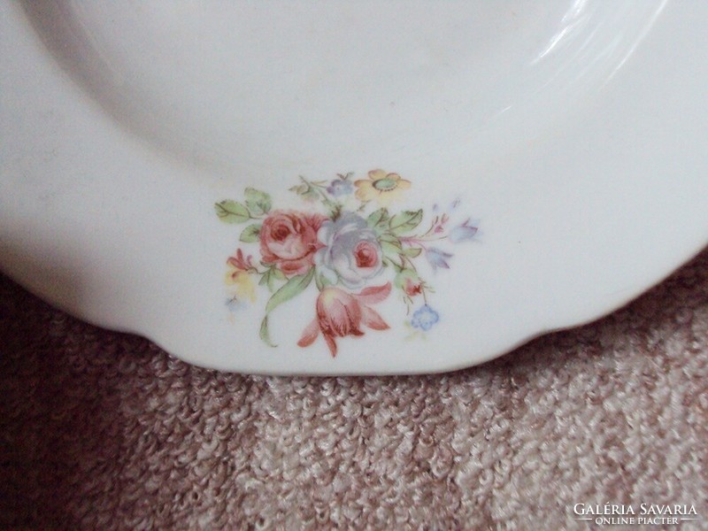 Retro old porcelain deep plate with flower pattern Bulgaria Bulgarian made isida mark