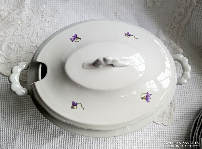 Old Zsolnay violet soup bowl 18x23x34cm