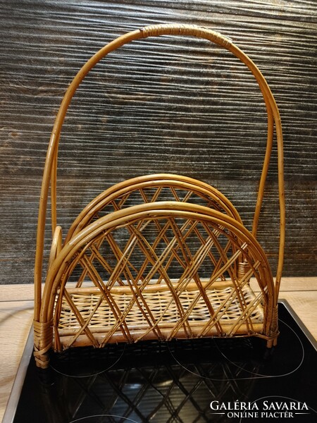 Wicker reed newspaper holder in mint condition