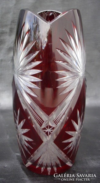 Polished red ruby glass vase