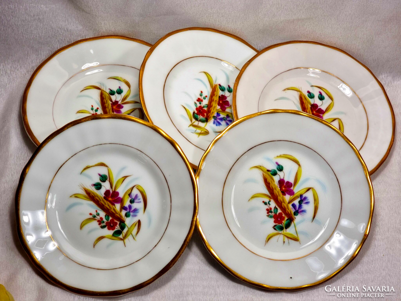 Kpm Waldenburg (1840-1895) porcelain cake plates, with gilded border, + painted.