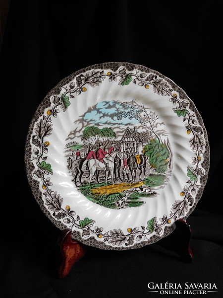 Myotts country life hunting scene plate with acorn border 25c,