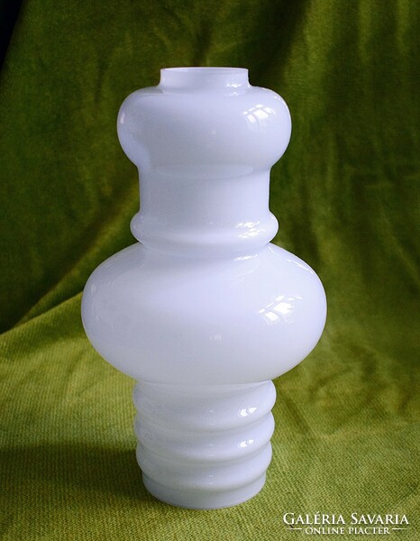 White milk glass opal strange shape lampshade, lamp, design lampshade mid-century retro vintage 16.5 x28 cm