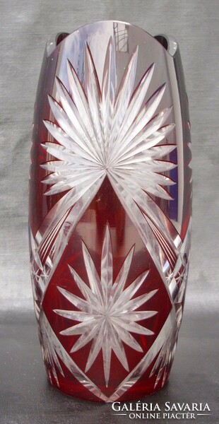 Polished red ruby glass vase
