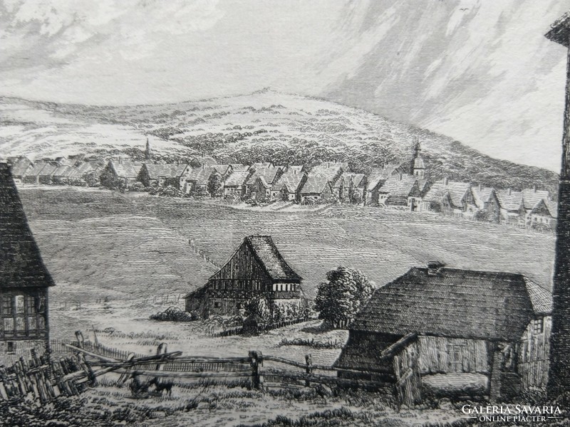 Oberwiesenthal. Original wood engraving ca. 1835