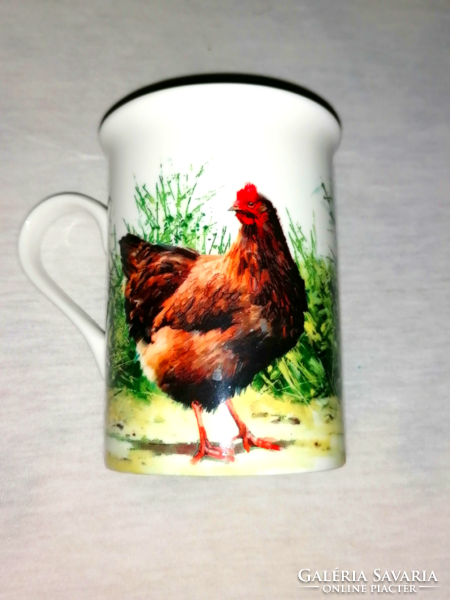 English mug with rooster and hen