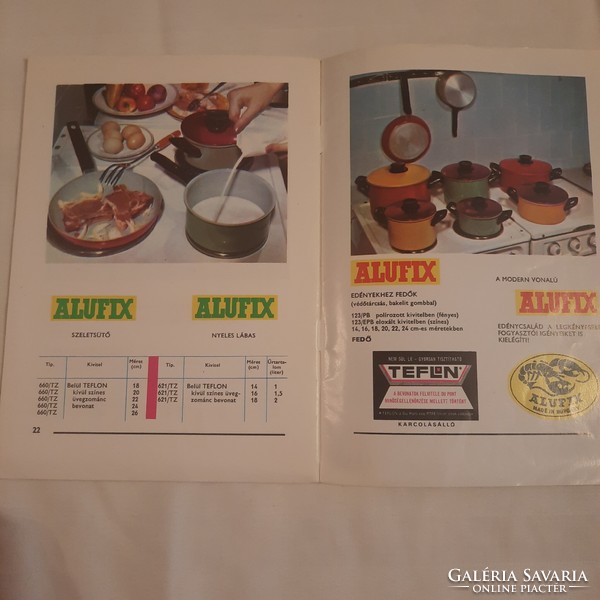 ALUFIX edények használati utasítása receptekkel      Alumíniumgyár 1972