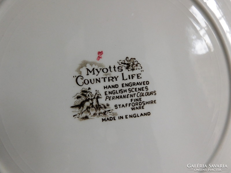 Myotts country life hunting scene plate with acorn border 25c,