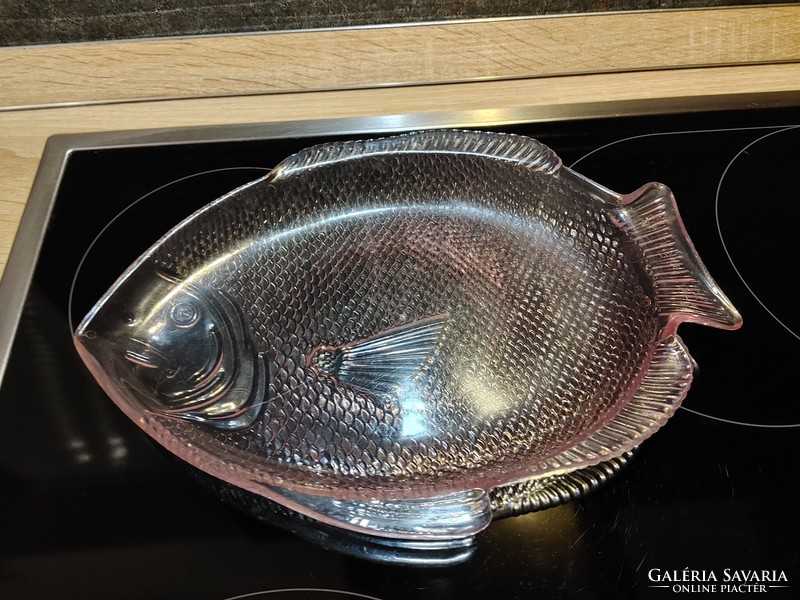 Flounder-shaped tray made of plastic, retro antique