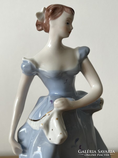 Royal dux porcelain - fabulous large lady in a blue dress, flawless!