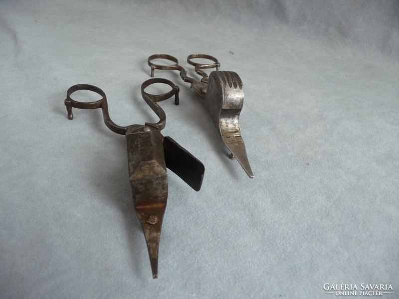 2 pcs antique 19th century candle knocker scissors wick cutter candle knocker wrought iron