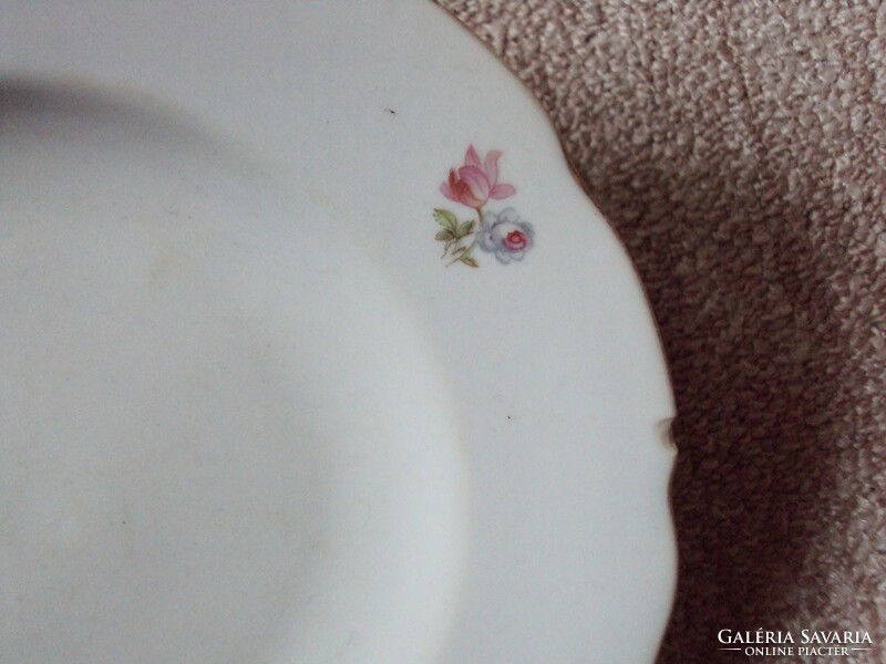 Retro old porcelain deep plate with flower pattern Bulgaria Bulgarian made isida mark