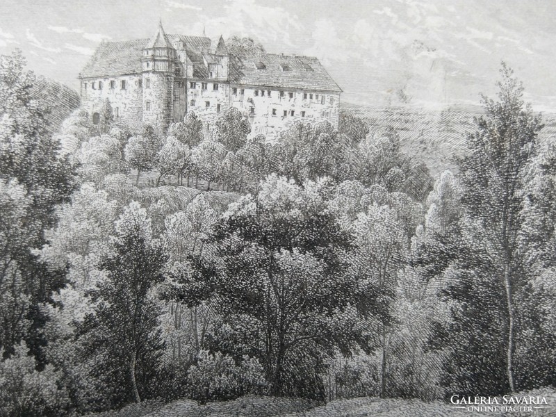 Scharfenberg. Original wood engraving ca. 1835