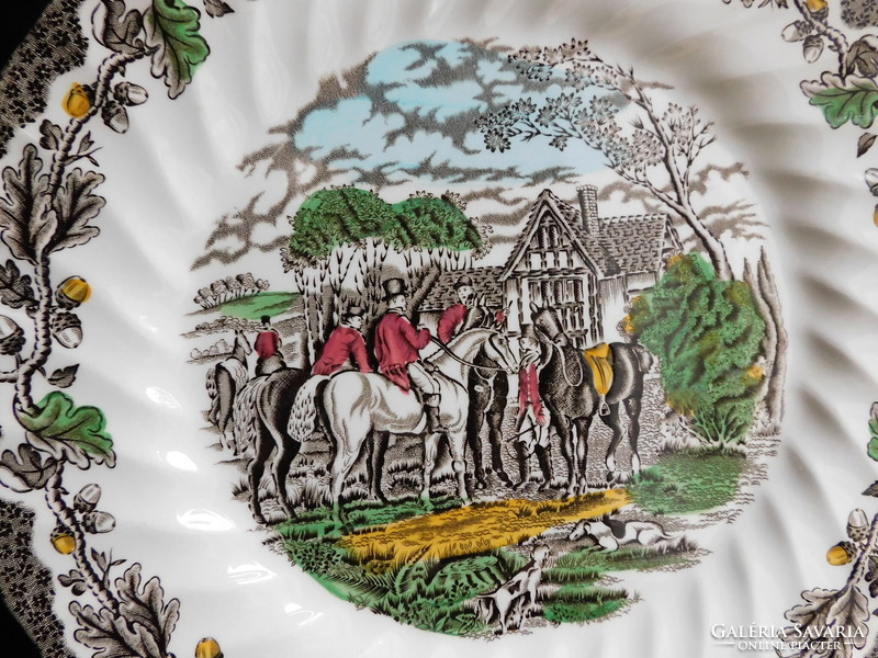 Myotts country life hunting scene plate with acorn border 25c,