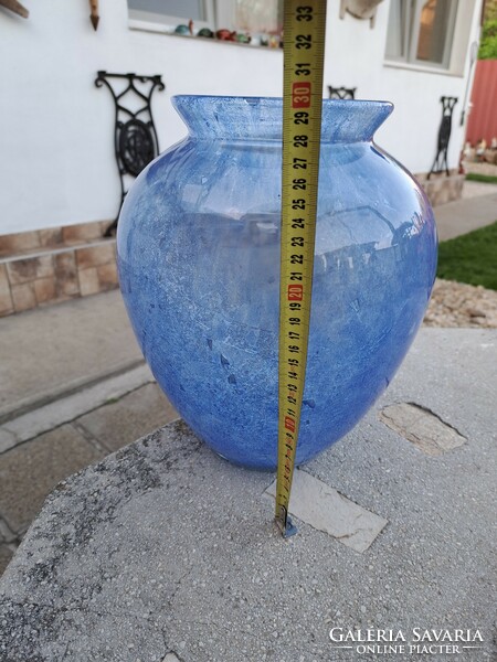 Large beautiful Karcagi berekfürdő veil glass cracked veil blue vase with bay