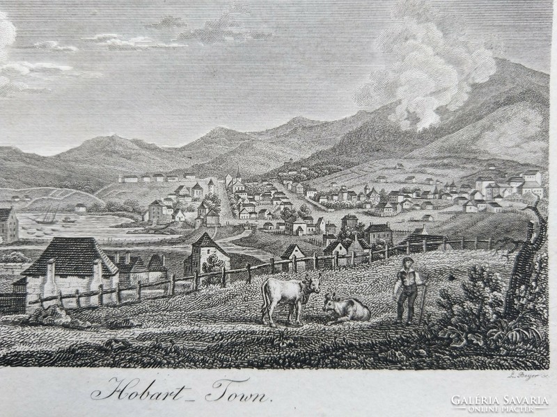 Hobart Town. Eredeti acelmetszet ca.1835