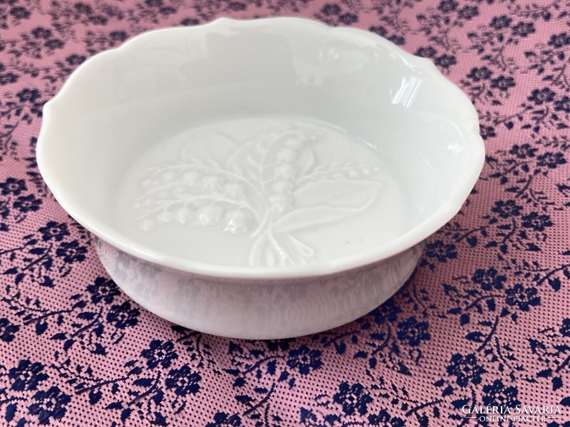 Weifs fehér meisseni gyöngyvirágos porcelán tálka