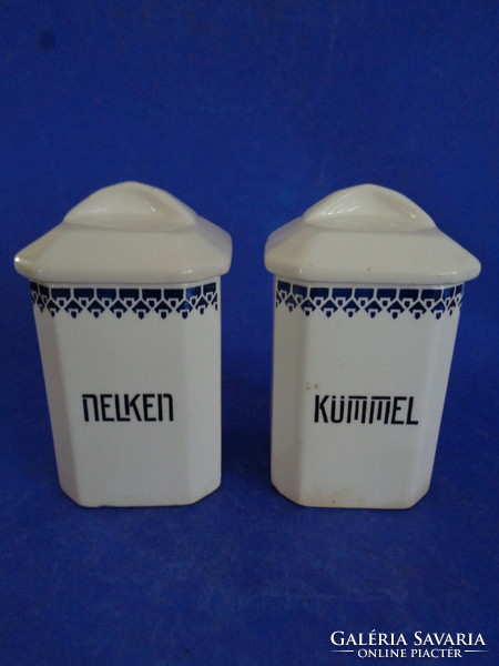 A pair of earthenware spice holders, circa 1930