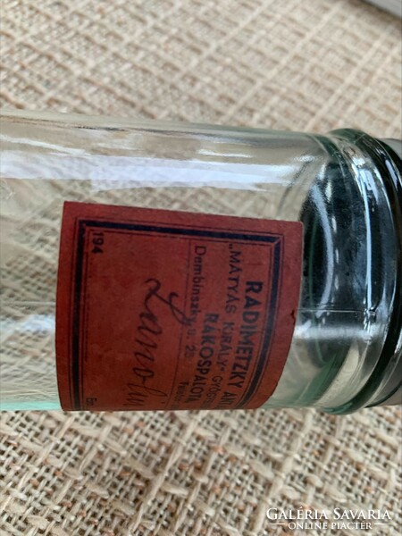 Radimetzky Antal - Mátyás Király gyógyszertári üveg tégely, lanolin krém, 1940 körüli, Rákospalota
