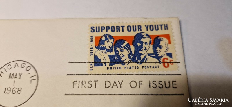 Első napi bélyeg 1968 Support our youth