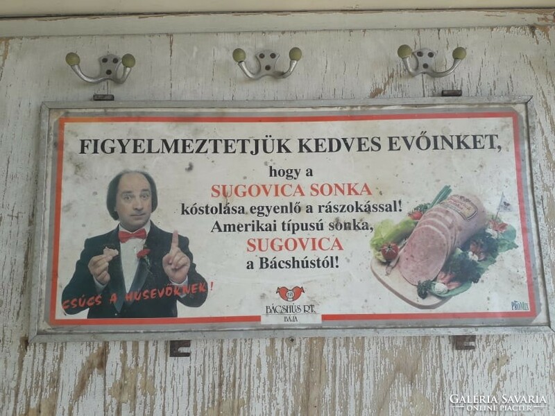 Retro Bácshús reklámtábla / Sugovica sonka.