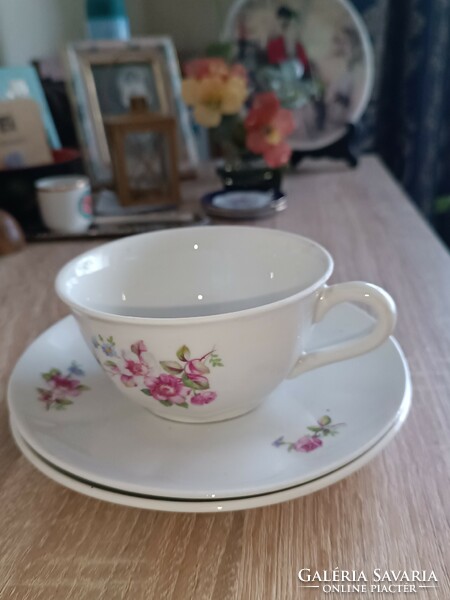 Porcelain tea cup and 2 saucers