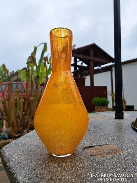Orange Cracked Veil Glass Veil Carcagi Bath Glass Vase Collectors