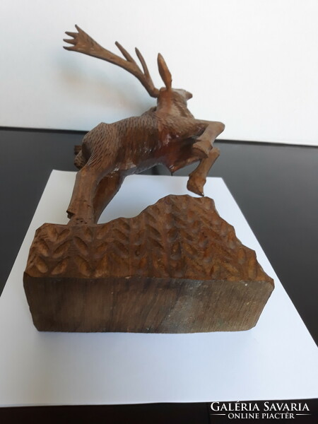 Deer statue - beautiful large size wood carving, 36 cm